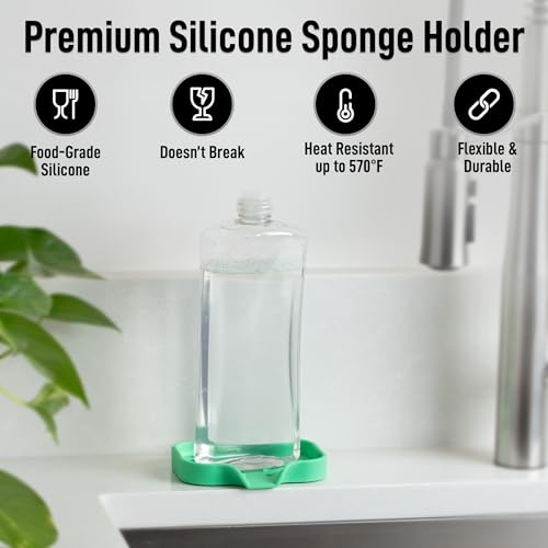 Zulay Kitchen Small Silicone Sponge Holder (4.9x3.3”) – Space-Saving Sink Organizer Tray for Sponge, Soap, Brush & More – Compact Non-Slip Dish for Kitchen & Bathroom (Carnival Glass) - color: Carnival Glass (Small), size: Small (4.9x3.3)
