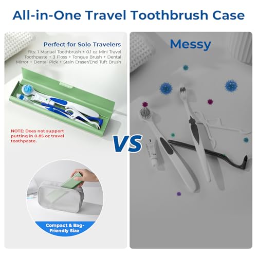 Wider Aluminum Toothbrush Travel Case, Portable Travel Toothbrush Holder, Durable Manual Toothbrush Box Container for Traveling, Bathroom, Camping, Business Trip, Green - color: Green, size: 1 Pack (Large)