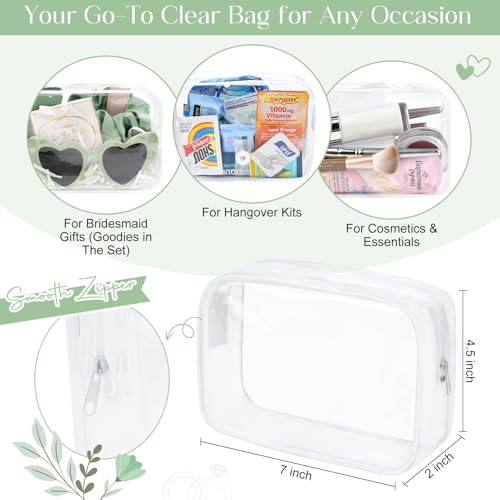DEEKA 5 Pcs Bridesmaid Proposal Bag Set Gift Clear Makeup Toiletry Bag Bachelorette Party Favors Sunglasses Hair Claw Clips Scrunchies Knot Bracelets Bridal Wedding Party Gifts (Sage Green) - color: Sage Green, size: 1 Set