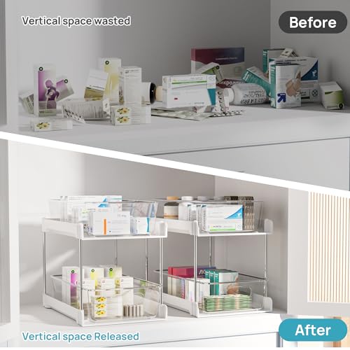 Vtopmart 4 Pack Plastic Bathroom Under Sink Pull-Out Organizer (S-Standard, White) - color: White, size: S-Standard (4 Pack)