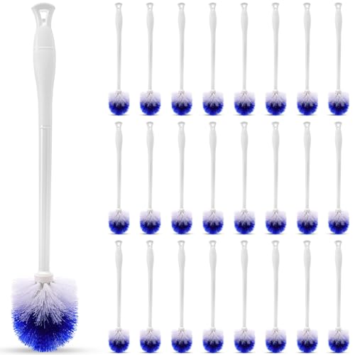 Reallnaive 24 Pcs 18 Inch Toilet Brush Toilet Bowl Cleaner Brush Bathroom Long Plastic Handled Cleaning Scrubber with Hook Hole for Household Bathroom Cleaning Supplies (Round Handle) - style: Round Handle