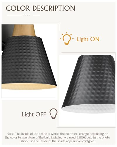 FEMILA Black Wall Sconces, Rustic Industrial Wall Lamps, 1-Light Sconces Wall Lighting with Hammered Metal Shade, Bathroom Vanity Light Fixture for Bedroom Living Room Kitchen,4FG59B BK - color: Matte Black, size: 6"