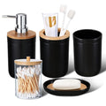 iMucci Bathroom Accessories Set 5Piece Black Bathroom Sets, Toothbrush Holder, Toothbrush Cup, Lotion Soap Dispenser, Soap Dish and Qtip Holder Bathroom Decor - style: Black