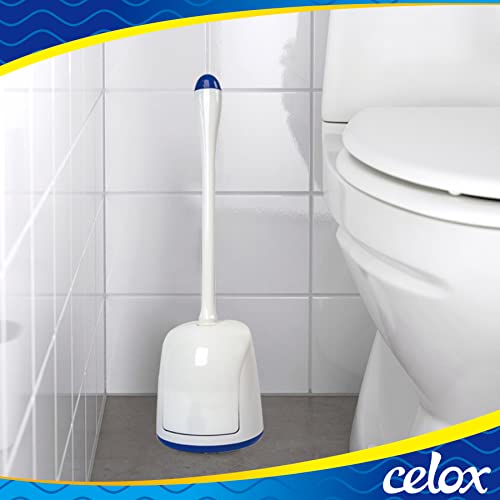 CELOX Toilet Bowl Brush and Holder, Compact Toilet Brush with Breathable Ventilation Stand Base, Bathroom Cleaning Kit, White, 2 Set - color: White