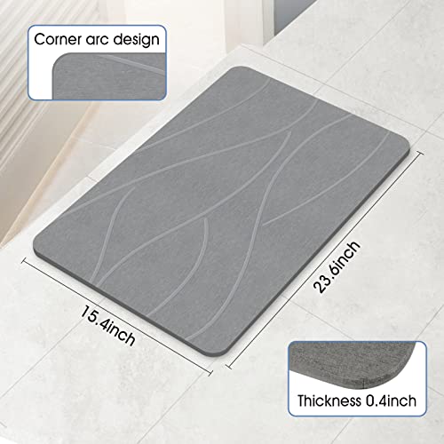 Veeloim Stone Bath Mat Diatomaceous Earth Shower Mat Non-Slip Super Absorbent Diatomite Stone Bath Mats for Bathroom Floor Quick Drying Natural Easy to Clean(23.6''×15.4" Gray) - color: Line1-grey