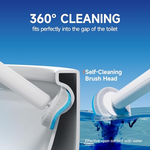 CTIME Disposable Toilet Brush Family Set Includes 60 Brush Heads, a Stylish Brush Handle, an Automatically Opening Replacement Brush Head Storage Box. Suitable for Bathrooms, Toilets and RVs - size: 1 wand + 60 heads