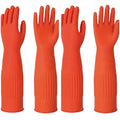 Long Rubber Waterproof Latex Household Cleaning 18inch Gloves Red Long Sleeved Heavy-duty Reusable 2Pair - color: Red, size: Small