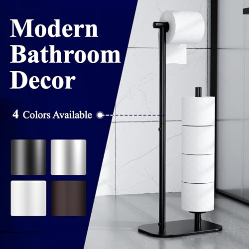 Kitsure Toilet Paper Holder Free Standing - Large Capacity Toilet Paper Holder for 4 Rolls, Rustproof Toilet Paper Stand with Non-Slip Stable Base, Black, Large - color: Black, size: Large - 1 Pack