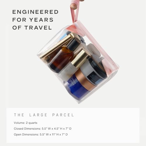 Cadence Parcel - Clear Travel Kit with Zipperless Magnetic Closure - Rose, Large - Durable, Leak-Resistant and TSA Approved Toiletry Bag - Modular Organization - Recycled TPU (2 Qt) - color: Rose, size: Large