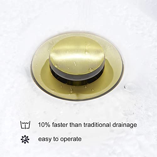 CREA Bathroom Sink Drain, Bathroom Sink Stopper with Drain Hair Catcher Pop Up Drain 1 1/2" for Bathroom Vanity Kitchen Sink with Overflow, Gold - color: Gold