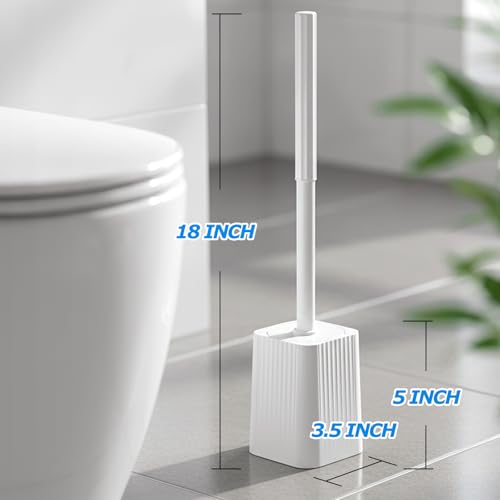 FORASTO 4Pack Toilet Bowl Brush and Holder Set - Toilet Scrubber Brush,Cleaning Brush,Bathroom Decor,Household Essentials,Cleaning Supplies,Home Essentials,White | Plastic & Bristles, 4-Pack Brush Combo, Drip-Free Holder, Bathroom Corner Storage, White To