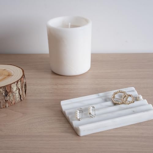 Soap Holder, Marble Soap Dish for Shower, Bar Soap Holder with Water Ripple Design, Easy Cleaning Soap Saver for Kitchen Sink，Bathroom, Executive Italian Natural Stone Soap Tray(Bianco Carrara) - color: Bianco Carrara