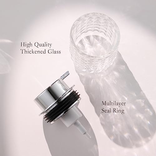 CICUFY Foaming Soap Dispenser 2 Pack, Foam Hand Soap Dispenser for Bathroom Kitchen Liquid Refillable Clear Glass Bottles with Silver Pump(Diamond Pattern-Clear) - color: Clear-2 Pcs, style: Foam/Diamond Leaf Pattern/Silver Top