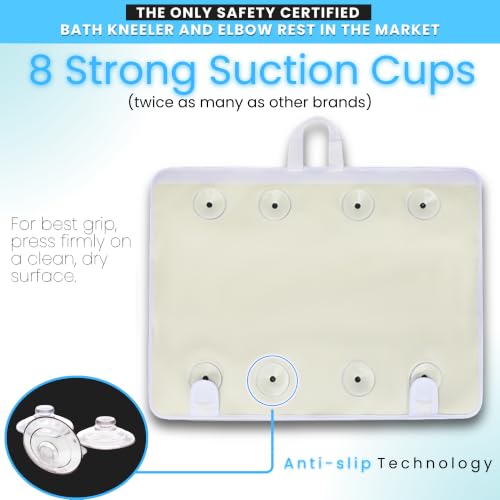 Supa Ant Bath Kneeler –8 Suction Cups & 1.5" Padding.Certified Non Toxic Bath Kneeling Pad for Bath Tub & 5 Bath Organizer. Fast Dry Baby Bath Kneeler and Elbow Rest Pad Set Blue - color: Blue With White Pockets