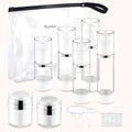 13 Pack Big Travel Size Containers, Airless Pump Bottles Jar Kit | 1.7 1 0.5oz, Clear, TSA Approved, Leak Proof, Refillable, Jars for Travel Home Toiletries, Lotion, Liquid, Cream