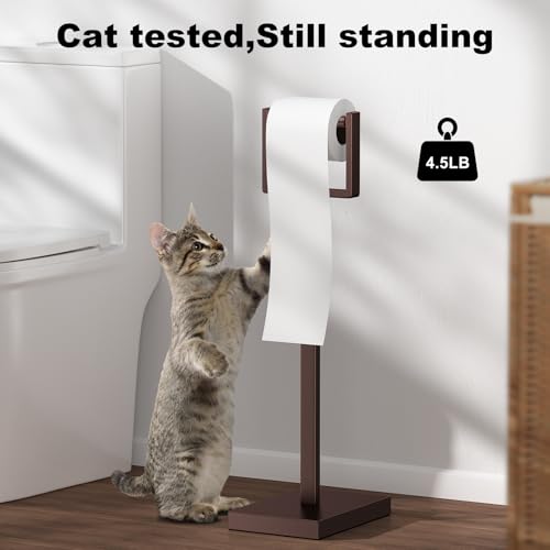 Bronze Toilet Paper Holder Stand，Stainless Steel Toilet Paper Holder Free Standing，Stable Weighted Base Floor Tissue Roll Holder for Bathroom，Modern Pivoting Toilet Paper Stand - color: Bronze