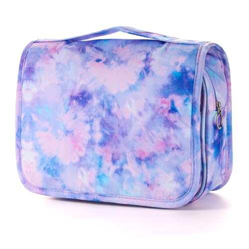 Kids Hanging Toiletry Bag for Girls, Travel Toiletry Bag for Little Young Girls Cosmetic Makeup Waterproof Wash Bag Toddler Traveling Toiletries, Tie Dye Purple - color: Tie Dye-Purple