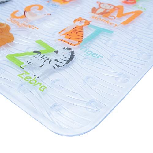 BEEHOMEE Cartoon Non Slip Bathtub Mat for Kids - 34x15 Inch XL Large Size Anti Slip Shower Mats for for Toddlers Children Baby Floor Tub Mats (Alphabet)