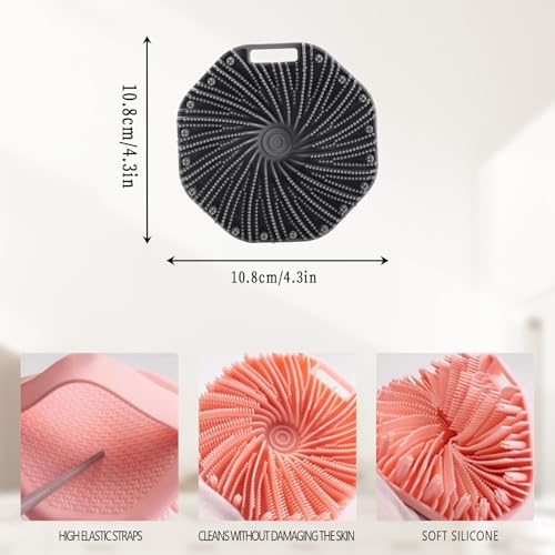 Silicone Body Scrubber, Shower Wash Scrubber Non-Slip Handle for Easy Cleaning, Travel Friendly for All Skin Types (Color Mixing,4)