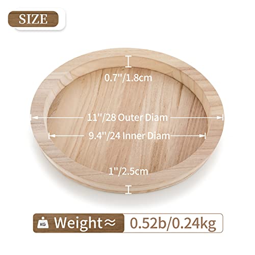 Hanobe Round Wood Decorative Tray: Unfinished Wooden Craft Trays DIY Ottoman Serving Tray Centerpiece Candle Holder Trays for Kitchen Countertop Crafts Art Home Decor Montessori Activity - color: Natural Wood