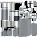 Lnond Grey Black Bathroom Set, 22-Piece Grey Black Geometry Bathroom Decor Set with with Shower Curtain and Rugs, Trash Can, Toilet Brush Holder Set & Soap Dispenser - style: Grey Geometric