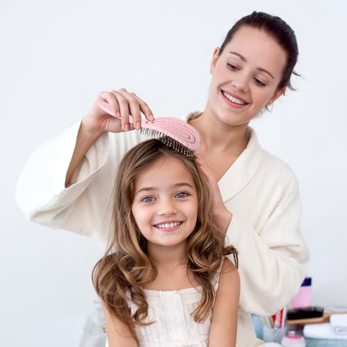 AIMIKE Hemp-Relax Detangler Hair Brush, Eco-Friendly Detangling Brush for Wavy Straight Hair, Vented Hairbrush w/Soft Bristles, Glide Through Tangles with Ease for Women, Kids, Wet & Dry Hair - color: Pink