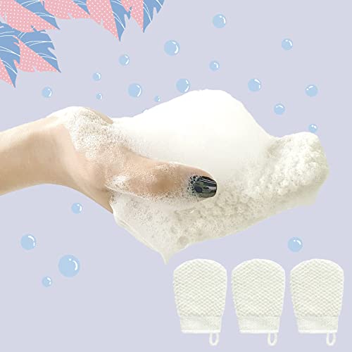 MIG4U 3 PCS Exfoliating Facial Scrubber Mitt, Face Cleanser Wash Mittens Exfoliator for Men & Women Dead Skin Cleaning Gloves