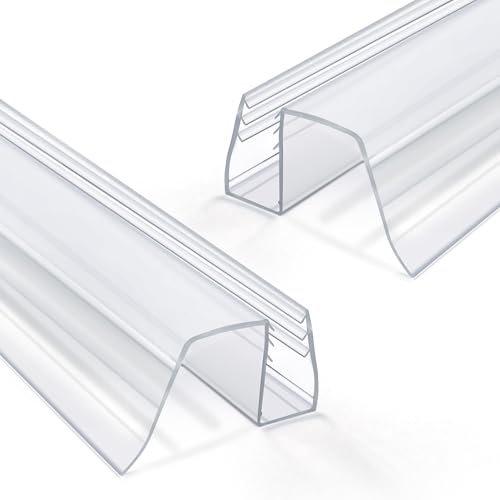 Bathroom Shower Glass Door Bottom Seal Strip, 2PCS 36 Inch Long Clear PVC Seal Strips for 5/16"(8mm) - 3/8"(10mm) Thick Framless Glass Door Panel - style: (5/16"-3/8") X 36"