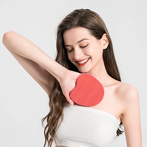 2 Pack Soft Silicone Shower Brush, Body Scrubber Exfoliating Skin Massage | Body & Face & Short Hair Wash, Dry Skin Brushing Glove Loofah, Fit for Sensitive and All Kinds of Skin (PeonyPink+Green) - color: 1 Pars_pink+green