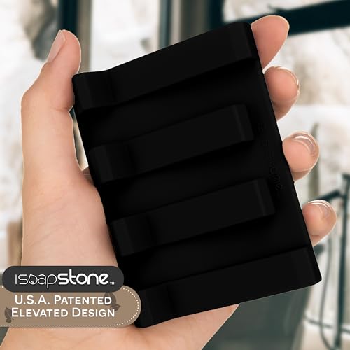 Silicone Soap Dish (USA Patented) Self Draining Bar Soap Holder for Shower Bathroom Sink, Drying Soap Dish Tray Sponge Holder Easy Cleaning Soap Saver Travel Accessories (Black, 2) - color: Black, 2