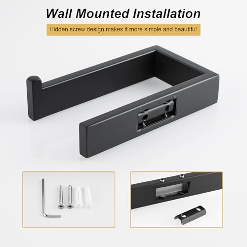 Sayayo Matte Black Toilet Paper Holder Wall Mount, RV Toilet Tissue Holder for Bathroom Tp Holder Square, SUS304 Stainless Steel 6 Inch - color: Black - Drilling