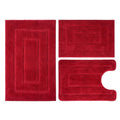 Bathroom Rugs Sets 3 Piece, with 20" x 28" U-Shaped Toilet Rug, Ultra Absorbent and Super Soft Touch, Non-Slip, Microfiber Plush,Rectangular Pattern, Quick Dry Bath Mats for Bathroom, Tub, Bedroom - color: Dark Red