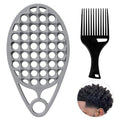 KOUPA Silicone Afro Twist Brush with Pick Comb - Easy Clean Dual-Sided Design with Textured Holes for Defined Afro Curls, Suitable for Coily Hair Men & Women, Grey - color: Gray