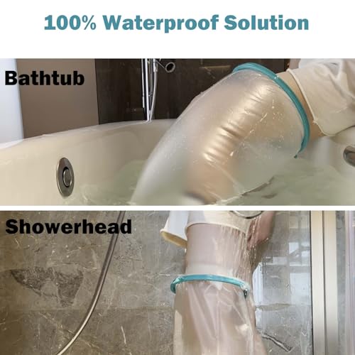 Cast Covers for Shower Leg, Waterproof Cast Cover for Showering, Cast Protector for Shower Adult, Shower Boots for Foot after Surgery, Full Leg, Thigh (Diameter - 9.8") Extra Long - Large - color: Thigh, style: Wide Reinforced Green