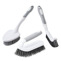 CLEANHOME 3 Pcs Scrub Brush,Multifunctional Cleaning Brush Set | With Non-Slip Handle and Sturdy Bristles,Scrub Brushes for Cleaning Bathroom,Kitchen,Grout,Tile,Grey
