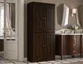 Palace Imports Solid Wood Tall Bathroom Storage Cabinet - 71.5" H x 32" W - Espresso Wooden Cabinet with 4 Raised Panel Doors & Adjustable Shelves, 100% Renewable Eco-Friendly Wood, Modular Cabinets - color: Espresso