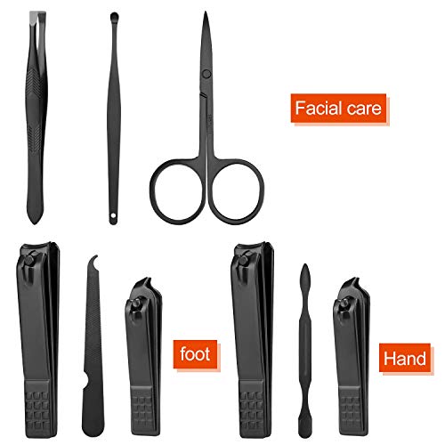 Manicure Set Men Finger and Toe Nail Clippers Set Professional Manicure Pedicure Kit with Travel Case Personal Care Tools Accessories Nail Grooming Kit Gifts for Men Women Father Mother - color: Black and Red
