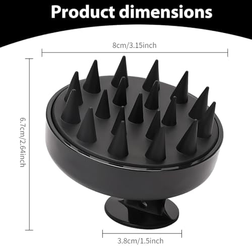 Scalp Massager Shampoo Brush, Hair Scalp Scrubber Shower Head Massager for Stress Relax Hair Growth, Dandruff Brush Scalp Exfoliator, Black
