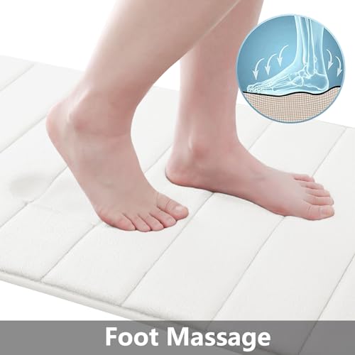 Buganda Memory Foam 3 Pieces Bathroom Rugs Set - Thick Soft Absorbent Bath Mats, Washable Small/Large/Contour Bath Rugs (24" x 16" + 30" x 20" + 24" x 20", Ivory) - color: Ivory, size: 24" X 16" + 30" X 20" + 24" X 20"