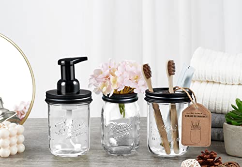 SheeChung Mason Jar Toothbrush Holders, Bathroom Accessories, Bathroom Essentials, Bathroom Organizers and Storage, Bathroom Countertop Organizer, Glass Toothbrush Holders for Bathroom-Black - color: Black-1 Pack