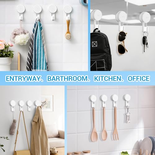 LUXEAR Heavy Duty Waterproof Shower Hooks 6 Pack - Suction Hook, No Drill Damage-Free Removable Reusable Wall Hooks for Bathroom Kitchen Towel Bathrobe Loofah Shower Hooks (Max Load 11LB/5KG) - size: 6 Pack Single