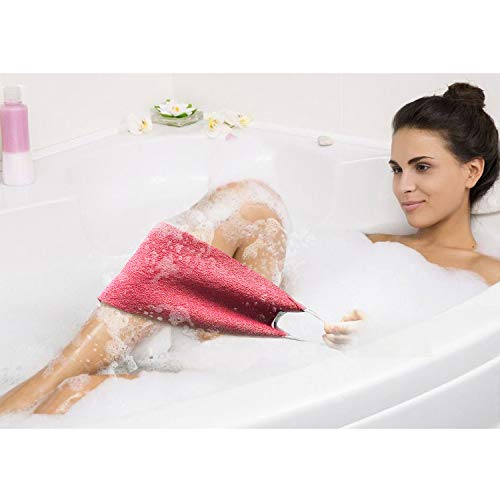 Evridwear Exfoliating Back Scrubber for Shower, Back Washer for Men Women | Loofah with Handle, Extended Length, Stretchable, Deep Cleansing for Hard-to-Reach Areas, Skin Massage (Pink) - size: Pink Back Scrubber