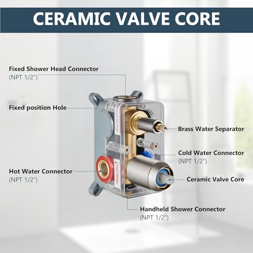 Aolemi Shower Faucet Set Rain Shower System with Handheld Spray Bathroom Shower Combo Rough-in Valve and Shower Trim Kit Included Brushed Nickel 8 Inch Wall Mount Shower Head - color: Brushed Nickel, size: 8 Inch Wall Mount Shower Head