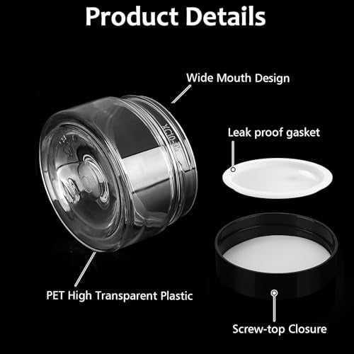 Accmor Plastic Container Jars with Black Lids, 1 OZ Empty Round Cosmetic Containers Jars, 4 Pcs Leak Proof Travel Storage Clear Sample Container for Lotions, Cream, Ointments, Body Butter, DIY Making - color: Black, size: 1 Ounce