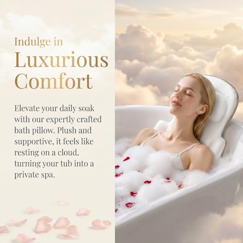 Full Body Bath Pillow, Luxury Bath Cushion with 192 Suction Cups, Bath Pillows for Tub for Head and Neck Support, with Laundry Bag White, 63" x 16" - size: 63" x 16"(Upgrade）