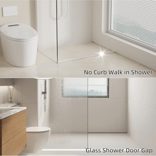 67 Inch Selfadhesive Shower Threshold Water Dam Barrier Silicone Waterproof Shower Door Water Guard Bathroom and Kitchen Corner Seal Strip Water Guard for Dry and Wet Separation (Black) - color: Black, style: 67 Inch