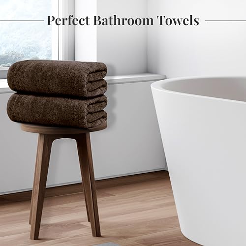 Tens Towels Pack of 4 Extra Large Bath Towels 30 x 60 Inches, 100% Cotton, Larger & Lighter Weight, Quicker to Dry, Super Soft and Absorbent, Perfect for Bathroom, Brown - color: Brown