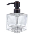 Square Bathroom Soap Dispenser Oil Rubbed Bronze, Glass Bottles with Stainless Steel Pump Retangle Cube Liquid Soap Dispenser Hand Kitchen with Waterproof Lables - color: Oil Rubbed Bronze, size: 8.4oz-Square