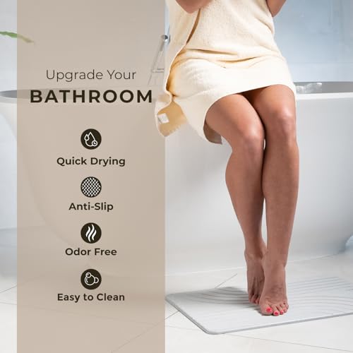 TOSORO - Stone Bath Mat Diatomaceous Earth Shower Mat Non-Slip Super Absorbent Diatomite Stone Bath Mats for Bathroom Floor Quick Drying Natural Easy to Clean (23.5 x 15) - Grey - color: Flow Grey, size: Pack of 1