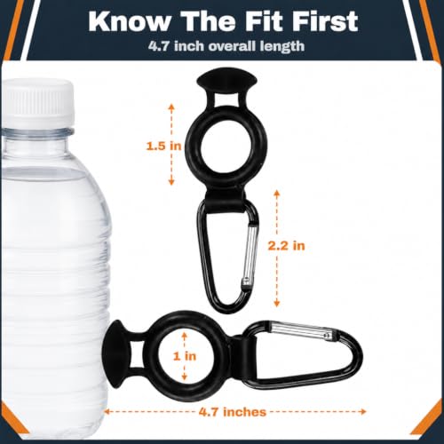 Iconikal 2-Pack Plastic Water Bottle Holder Rubber Grip Aluminum Carabiner | Secure Grip, Silicone Material, Pull Tab Design